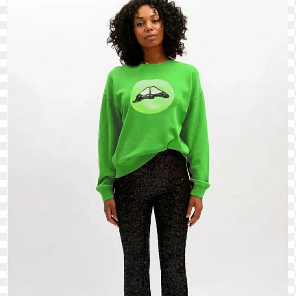 We Are The Others Chelsea Vintage Embroidered Green Sweatshirt Edgy Unique Sz M